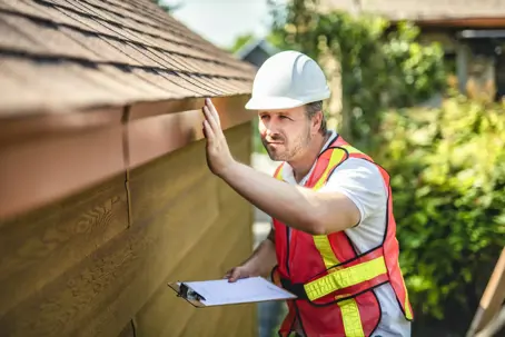 man inspecting roof