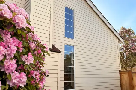 siding with flowers at the side